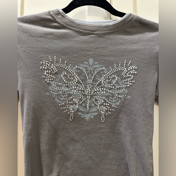 Subdued Butterfly Rhinestone Long Sleeve - Picture 2 of 5